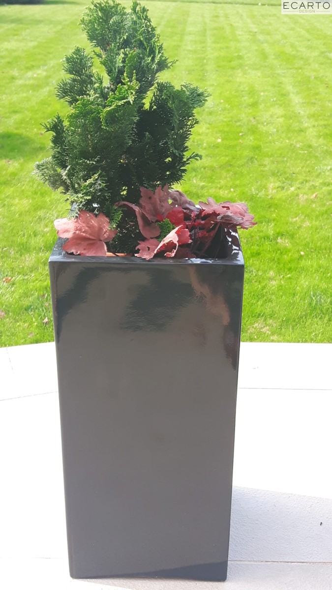 Donica  CUBO ALTA 35X35X70 CZARNY POŁYSK