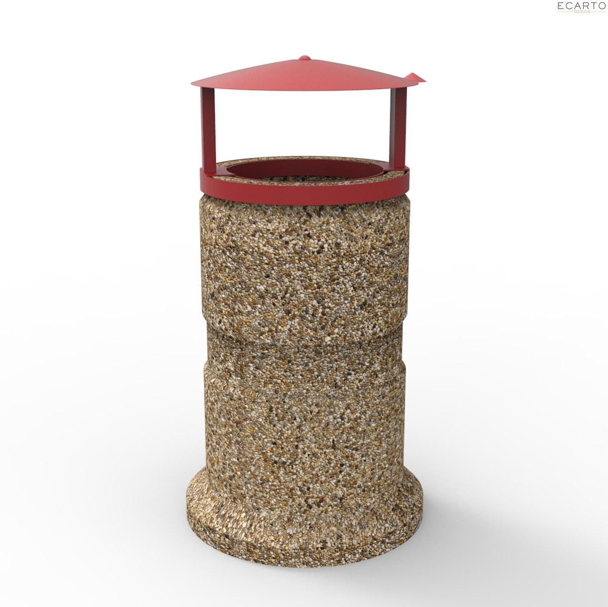 KOSZ ULICZNY OKRĄGŁY 90 LTR Z DASZKIEM