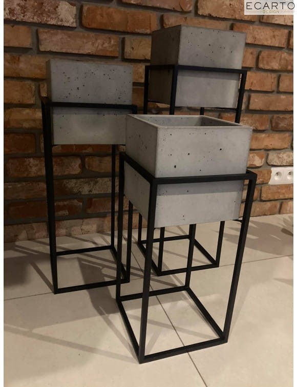 Stojak Loft Z Donicą Betonową Wysokość 70cm
