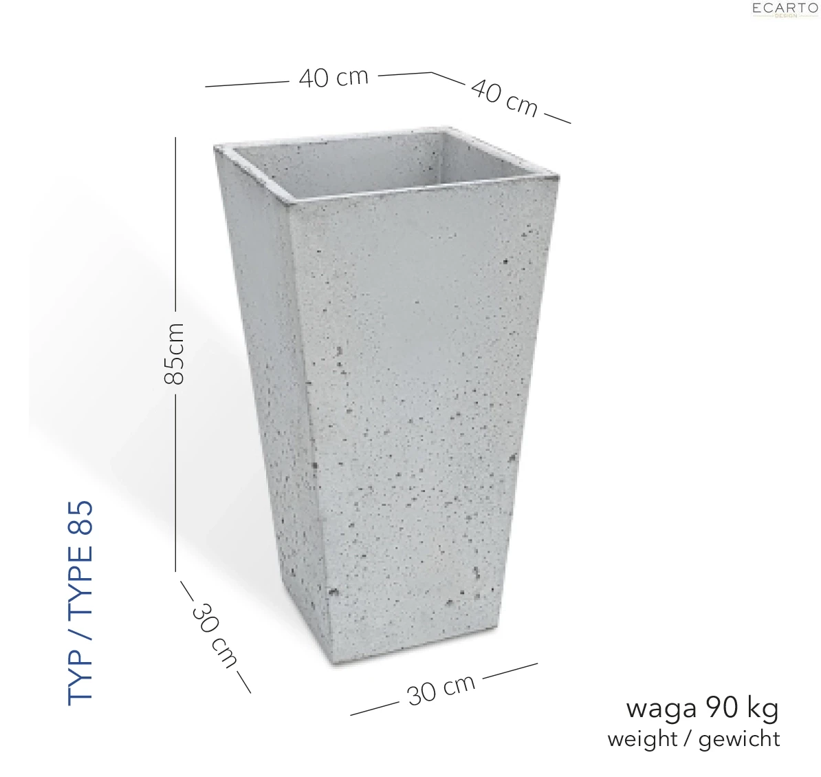 Donica Lido 40x40/30x30x 85 h jasny szary TYP 85