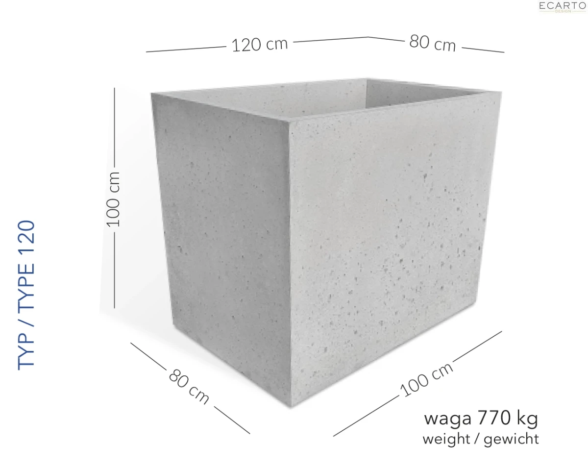 Donica Turyn 120 x80 x 100 h jasny szary TYP  120