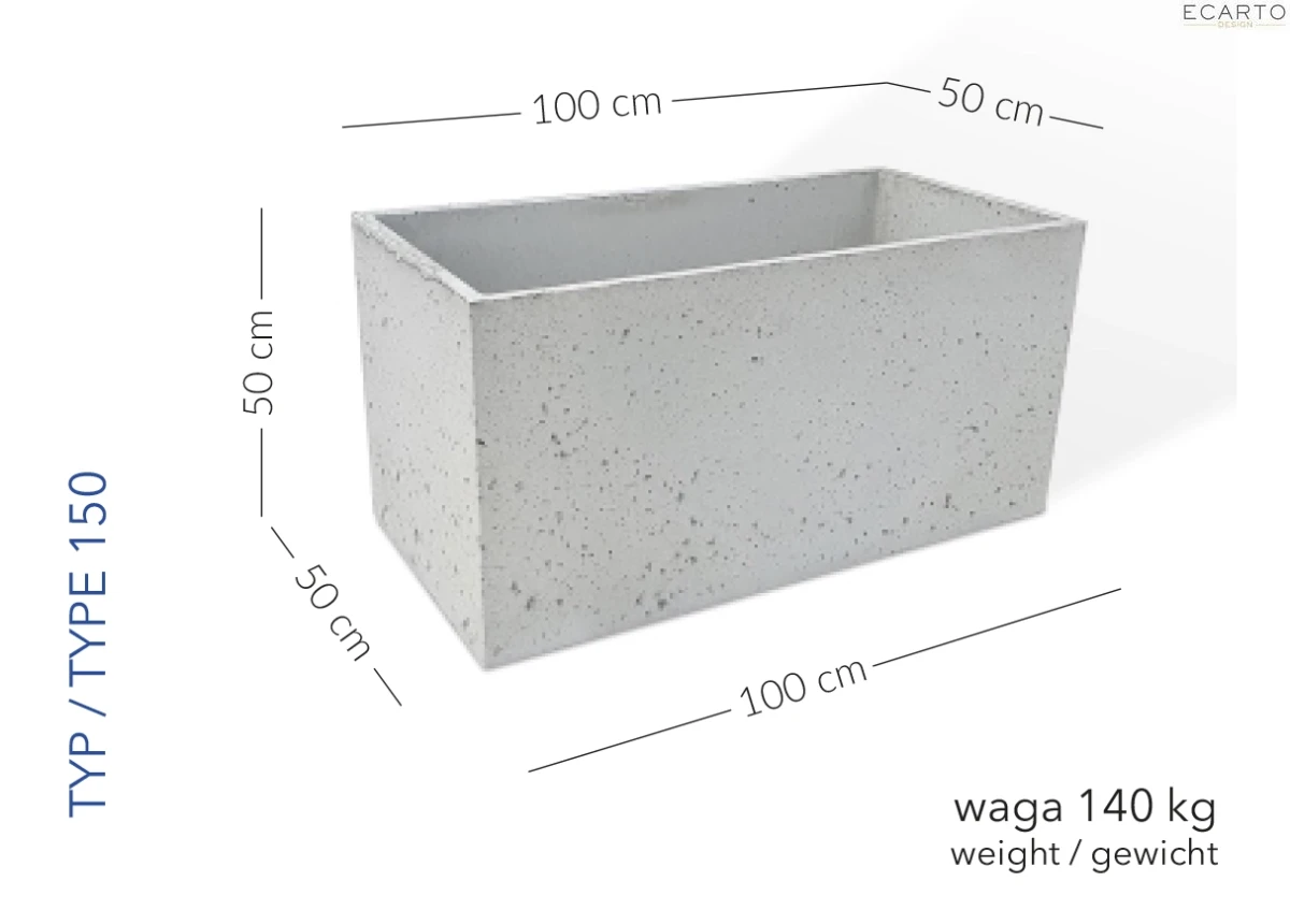 Donica Werona 100 x 50 x 50 h jasny szary TYP 150