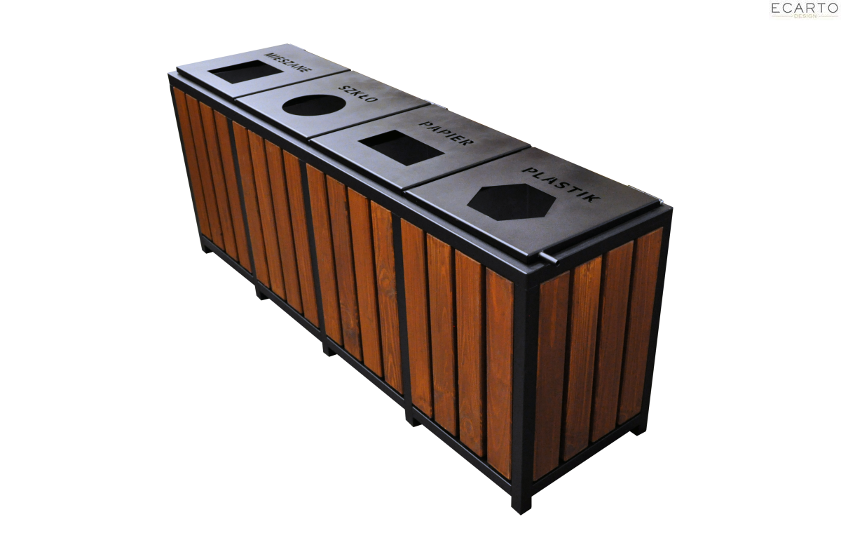 Kosz do domu do segregacji (4 komory) z pokrywą