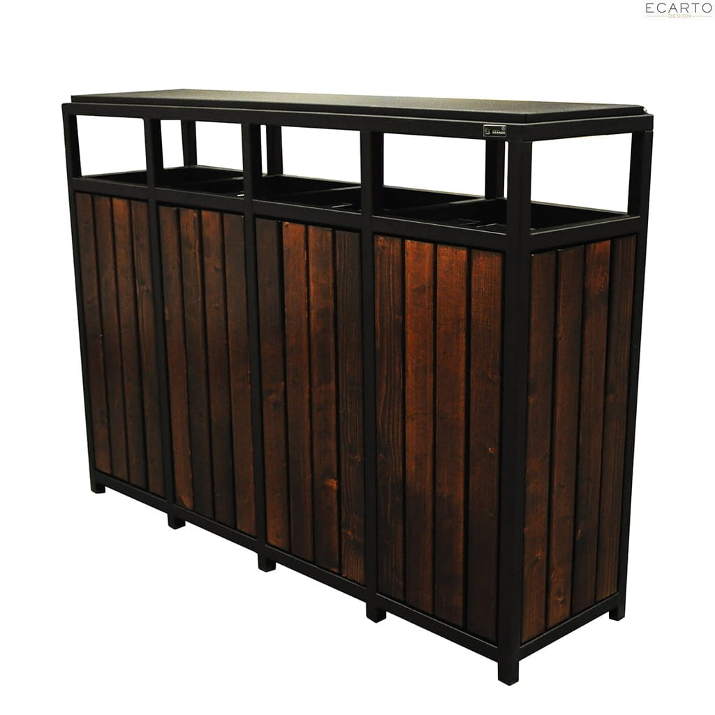 Kosz do segregacji 4 komorowy 65l z daszkiem