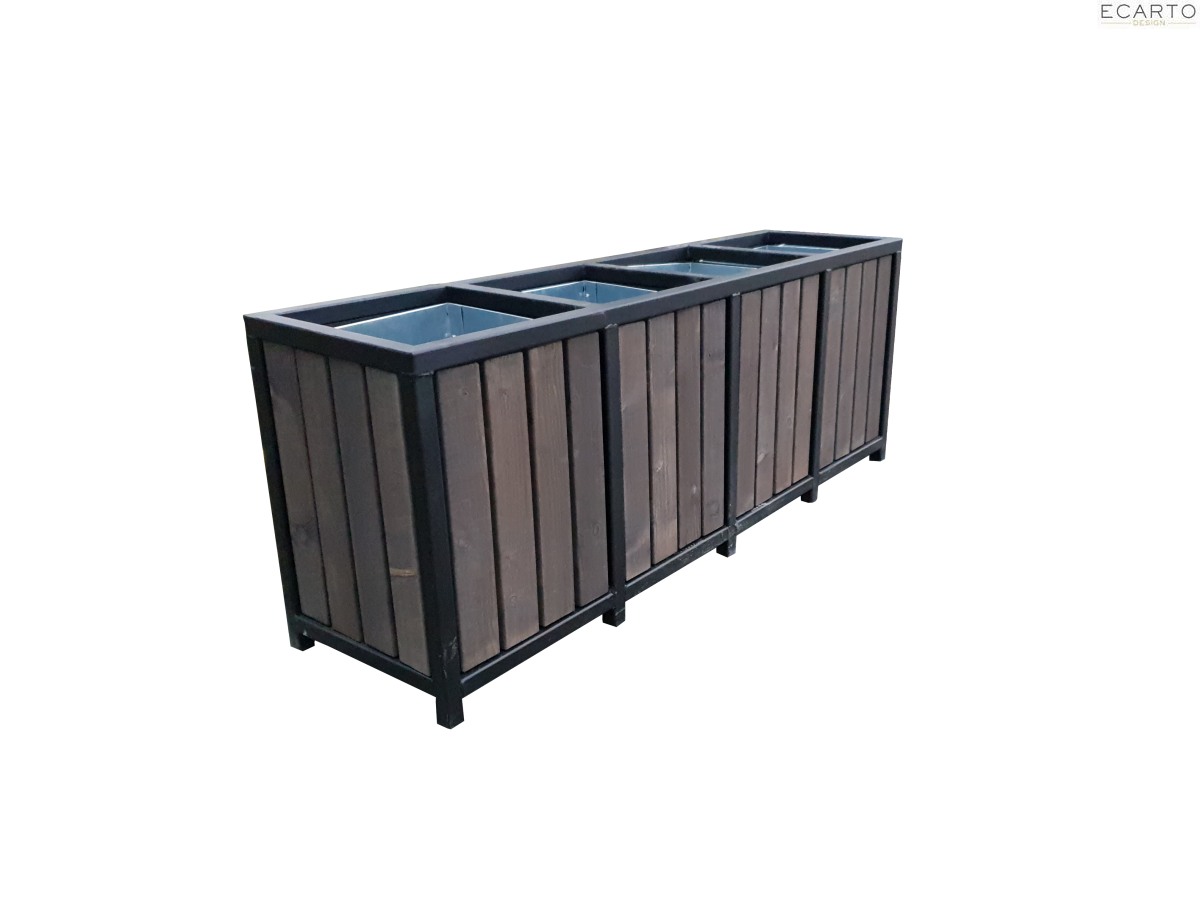 Kosz miejski na śmieci do segregacji 4 komorowy