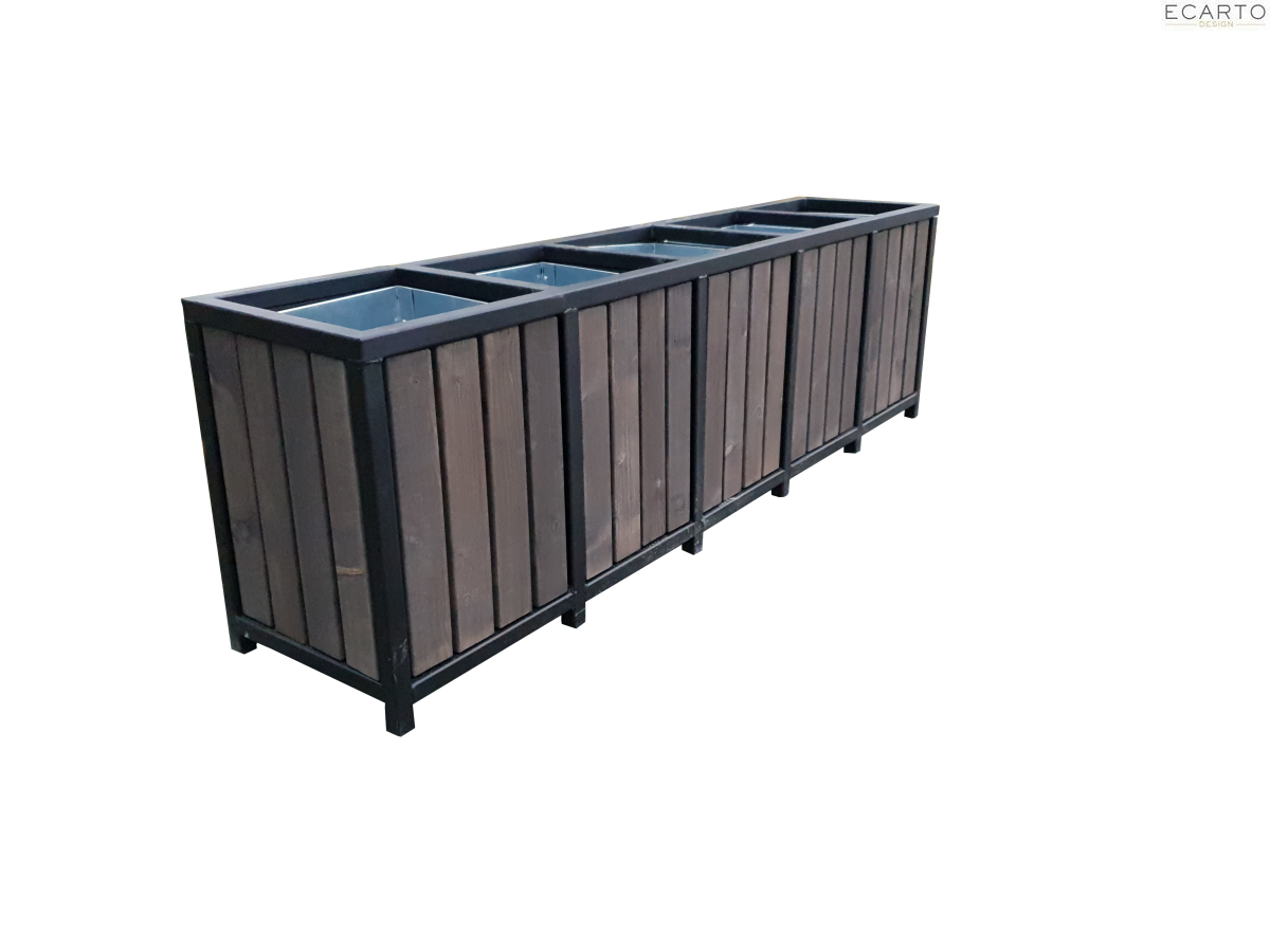 Kosz parkowy na śmieci do segregacji 5 komorowy