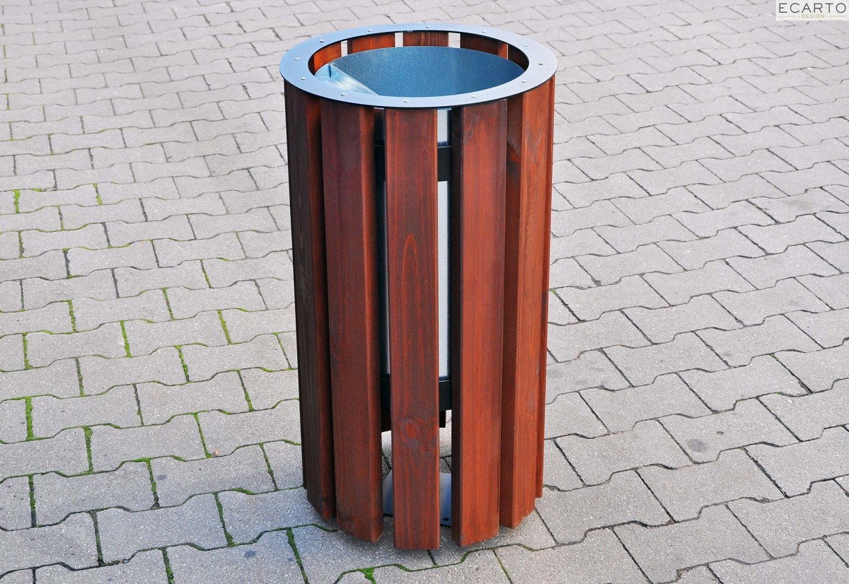 Kosz miejski na śmieci okrągły wysoki