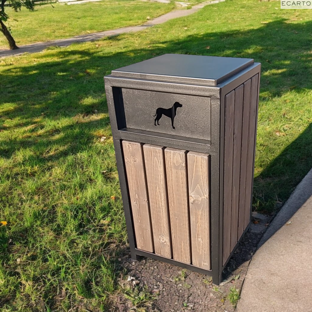 Kosz do parku kwadrat na psie odchody