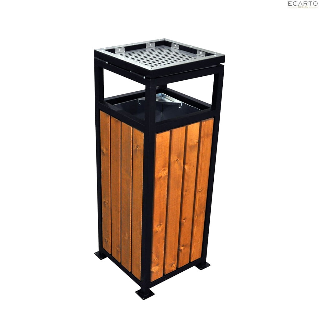 Kosz do parku kwadrat z popielnicą 65l