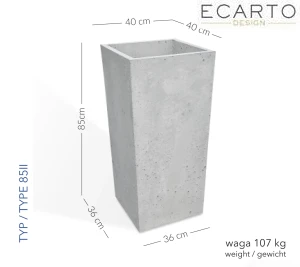 Donica Tivoli 40x40/36x36 x85 h jasny szary TYP 85II