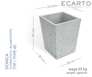 Donica Gargano 35x35 /30 x 30 x 45h jasny szary TYP45