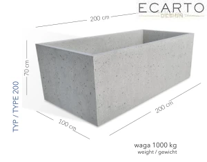 Donica Pompeja 200 x100 x 70 h jasny szary TYP 200