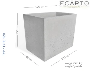 Donica Turyn 120 x80 x 100 h jasny szary TYP  120