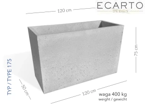 Donica Neapol 120 x 50 x 75 h jasny szary TYP 175
