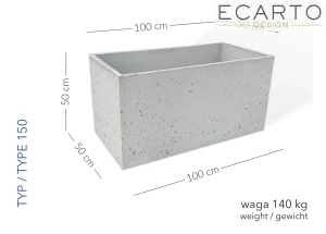Donica Werona 100 x 50 x 50 h jasny szary TYP 150