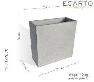 Donica Siena 70 x30 x 70 h  jasny szary TYP 70