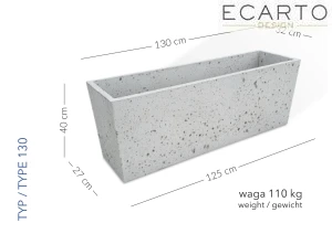 Donica Sycylia 130 x32 x 40 h  jasny szary TYP 130