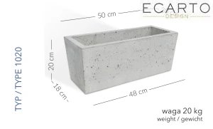 Donica Wenecja 50 x 20 x 20 h jasny szary TYP 1020
