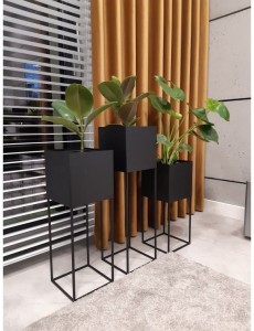Kwietnik, Donica Metalowa Loft70 Cm Czarny