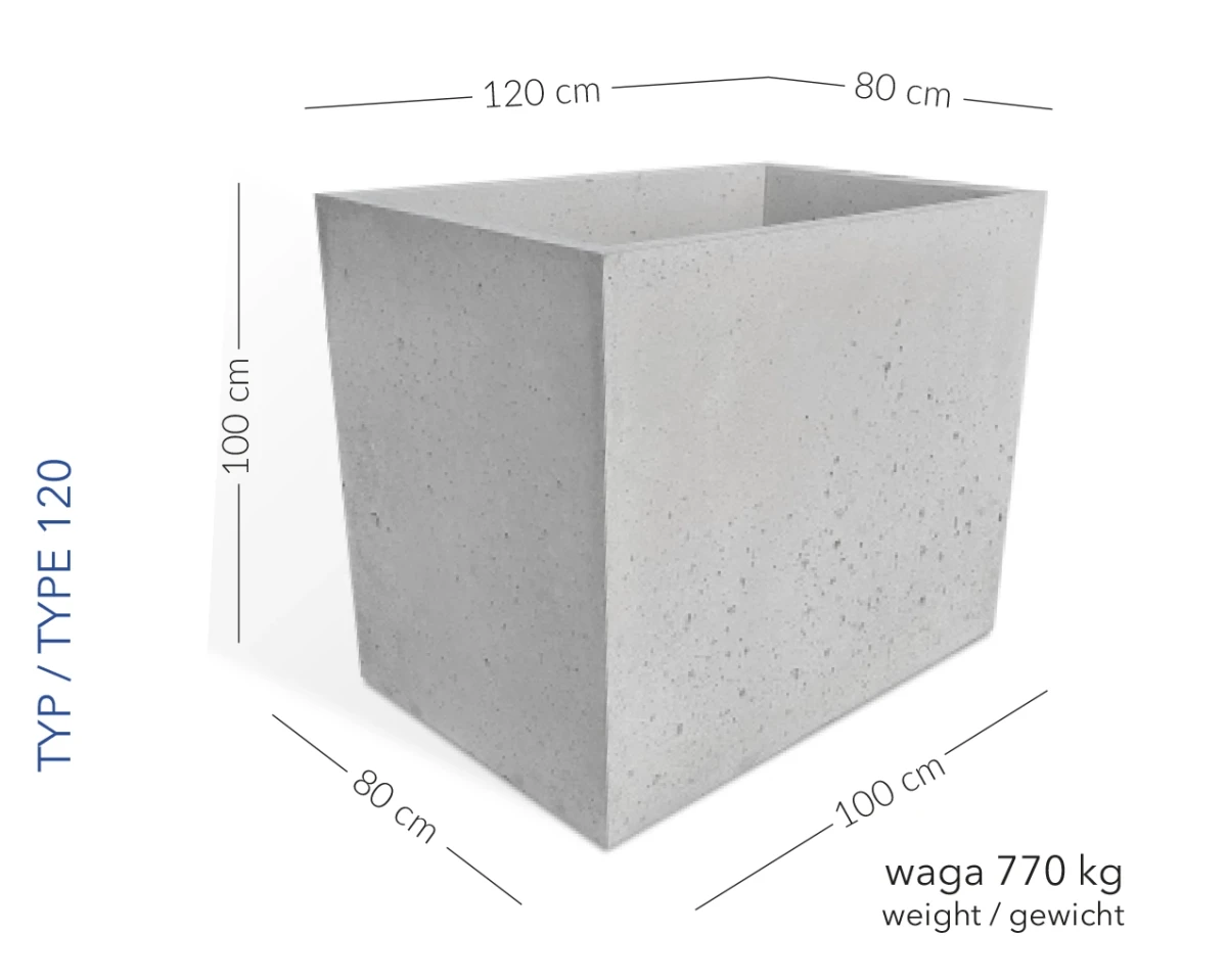 Donica Turyn 120 x80 x 100 h jasny szary TYP  120