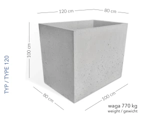 Donica Turyn 120 x80 x 100 h jasny szary TYP  120