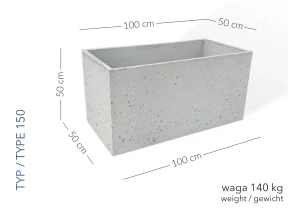 Donica Werona 100 x 50 x 50 h jasny szary TYP 150