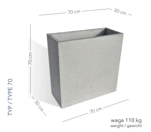 Donica Siena 70 x30 x 70 h  jasny szary TYP 70