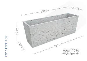 Donica Sycylia 130 x32 x 40 h  jasny szary TYP 130