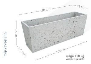 Donica Florencja 110 x 32 x 40 h jasny szary TYP 110