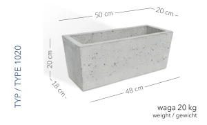 Donica Wenecja 50 x 20 x 20 h jasny szary TYP 1020